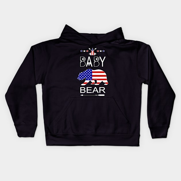 Baby Bear Matching Family Bear 4th Of July- 4th of July Baby, Kids Hoodie by Kimmicsts